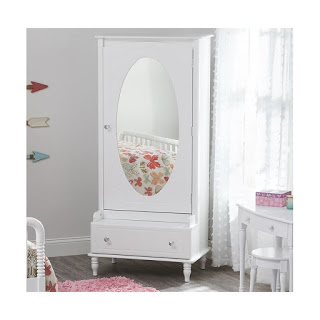 Lemari Anak Kaca Oval Putih